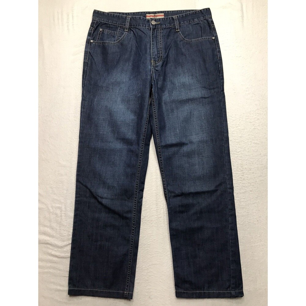 BURBERRY Brit Relaxed Straight Jeans Men 35x28 Dark Wash 100% Cotton